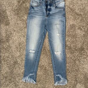 KanCan Blue Ankle Cropped Distressed Jeans